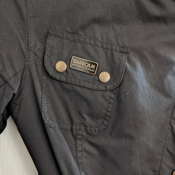 Barbour Matlock international wax cotton biker Jacket black Size 4 - Picture 5 of 8